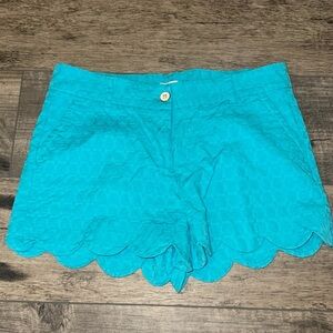 Crown & Ivy Shelby Blue Scalloped Women's Shorts